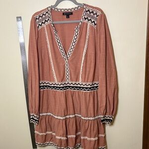 Boho Long Sleeve Dress with Embroidered Details